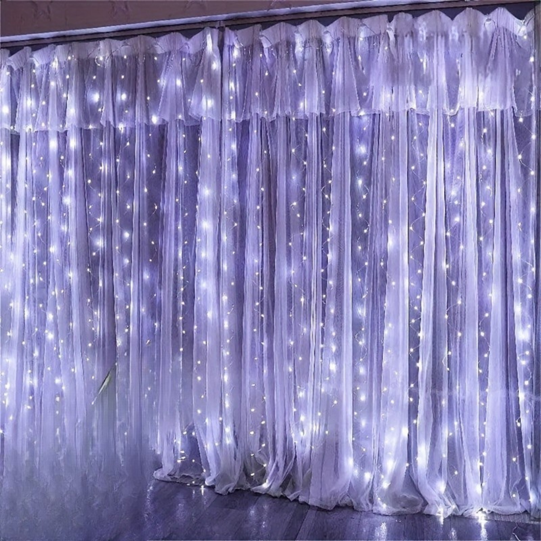 Fairy Curtain Lights USB Fjärrkontroll Varm Vit