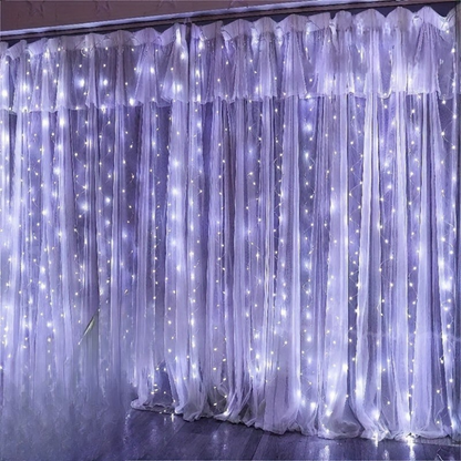 Fairy Curtain Lights USB Fjärrkontroll Varm Vit