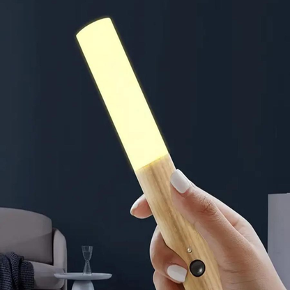 Vägglampa LED Rörelsesensor Trälampe