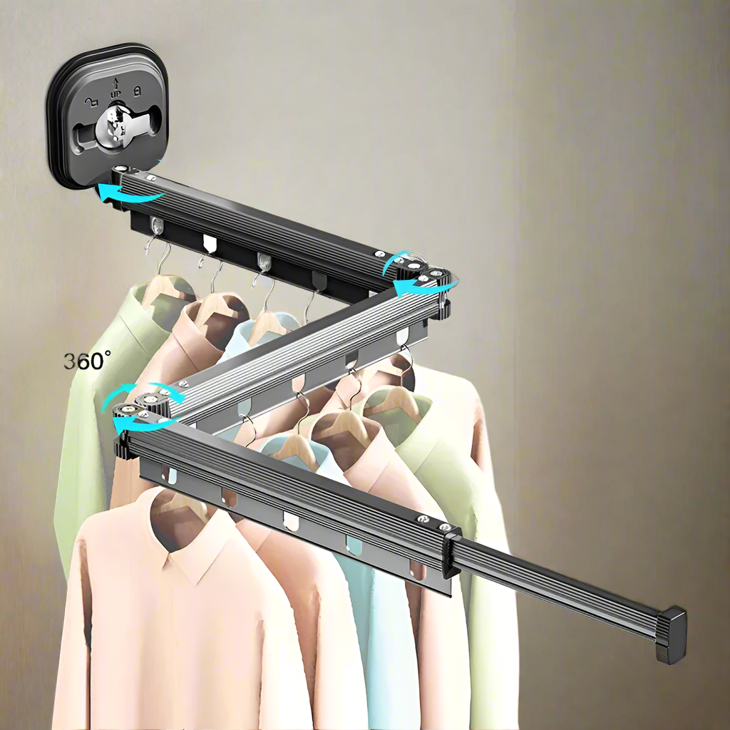 Royallure Fällbar Väggmonterad Tvättställ för Torkning – Platsbesparande Klädhängare med Lätt Installation