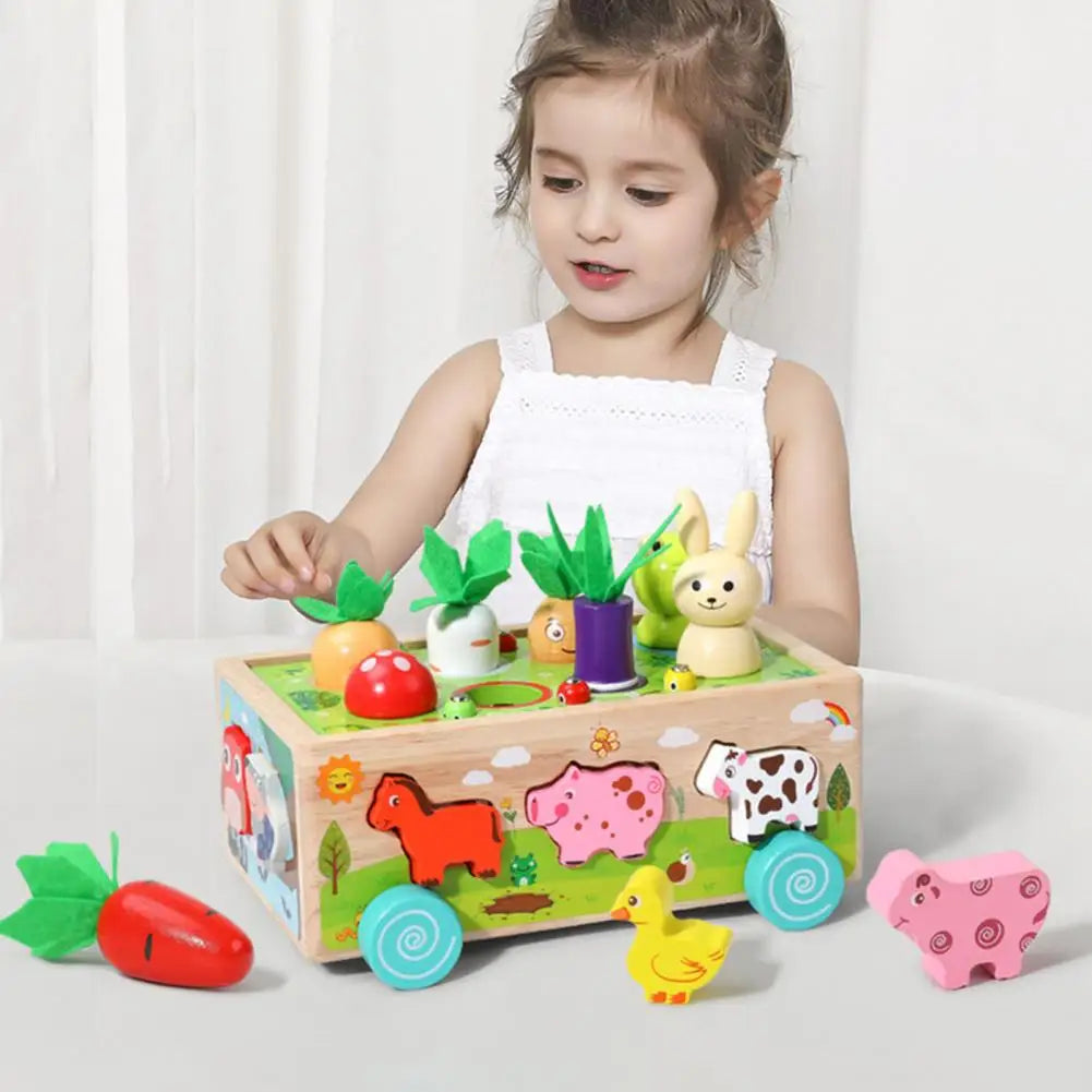 Bondgårdsdjur och grönsakssorteringsvagn