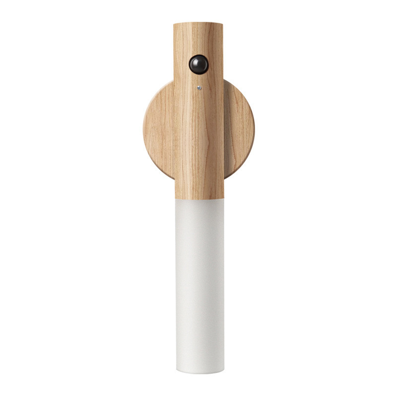 Vägglampa LED Rörelsesensor Trälampe