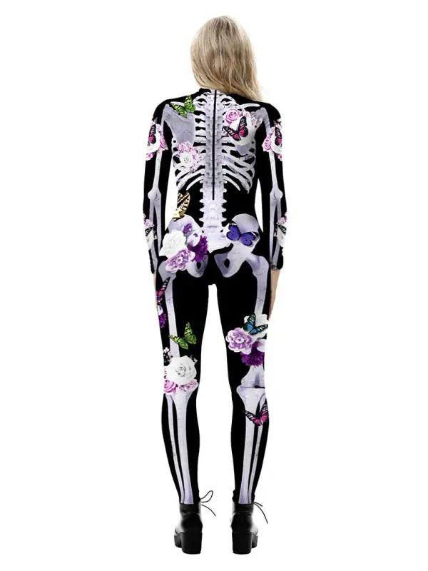 Kvinnors Halloween-kostymbyxor | Långärmad skelett