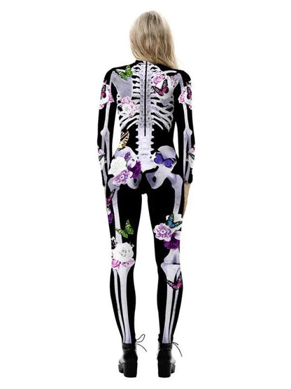 Kvinnors Halloween-kostymbyxor | Långärmad skelett