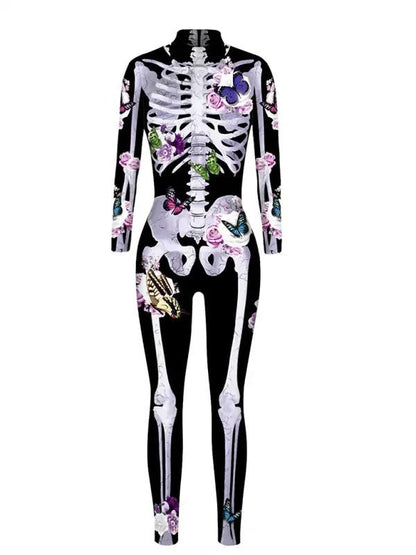 Kvinnors Halloween-kostymbyxor | Långärmad skelett