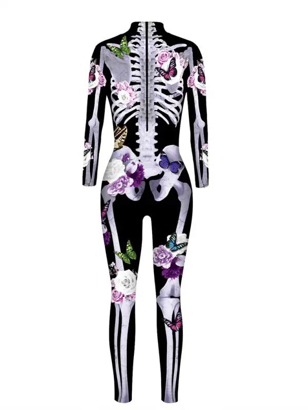 Kvinnors Halloween-kostymbyxor | Långärmad skelett