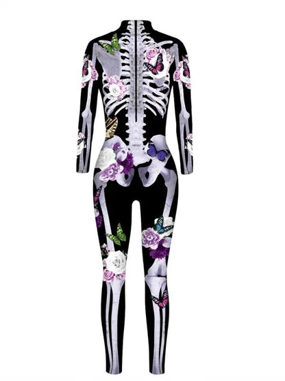 Kvinnors Halloween-kostymbyxor | Långärmad skelett