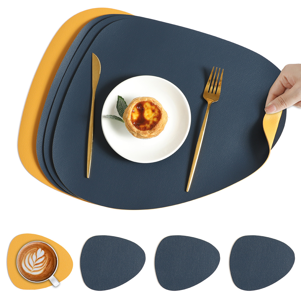 Bordunderlägg Vändbar Syntetisk Läder Matgrupp