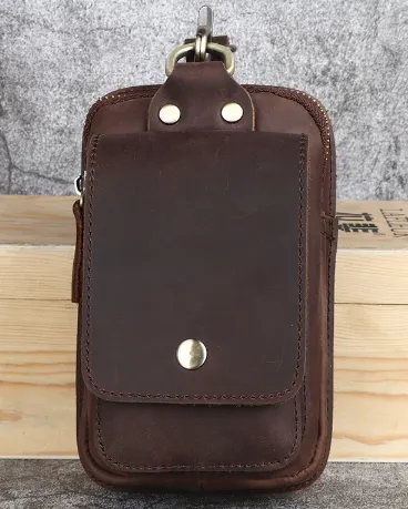 Läderbälte väska med säkra dragkedjefickor