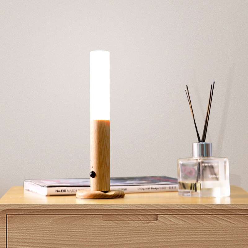 Vägglampa LED Rörelsesensor Trälampe