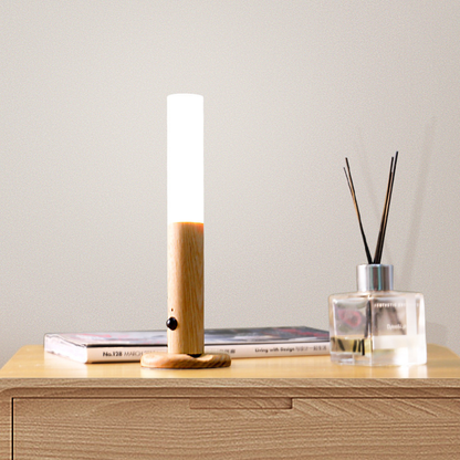 Vägglampa LED Rörelsesensor Trälampe