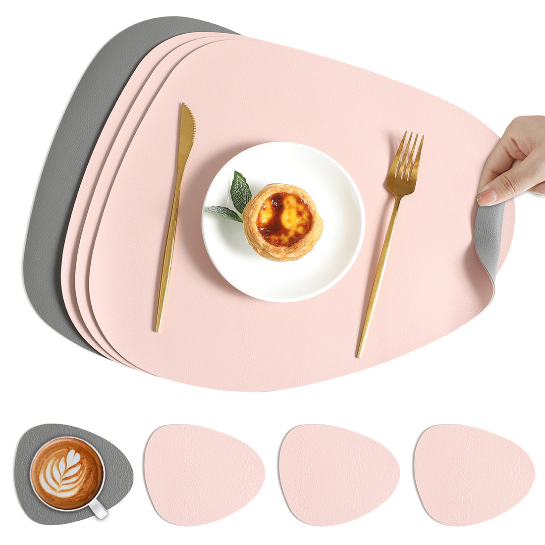 Bordunderlägg Vändbar Syntetisk Läder Matgrupp