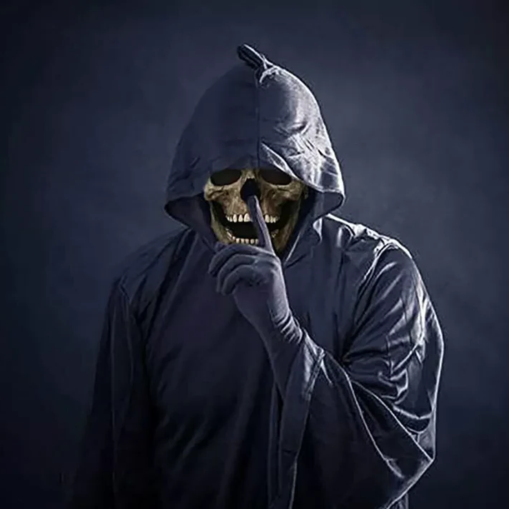 RoyaleGlow Rörlig Käft Realistisk Fullt Huvud Skallemask - Mänsklig Skelettmask för Halloween Fest