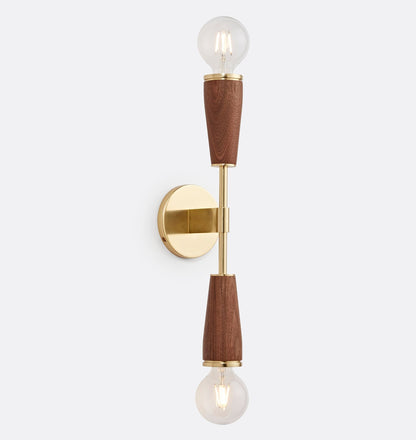Tvåarmad glasvägglampa – Elegant retro-design med metall &amp; E27-fatning
