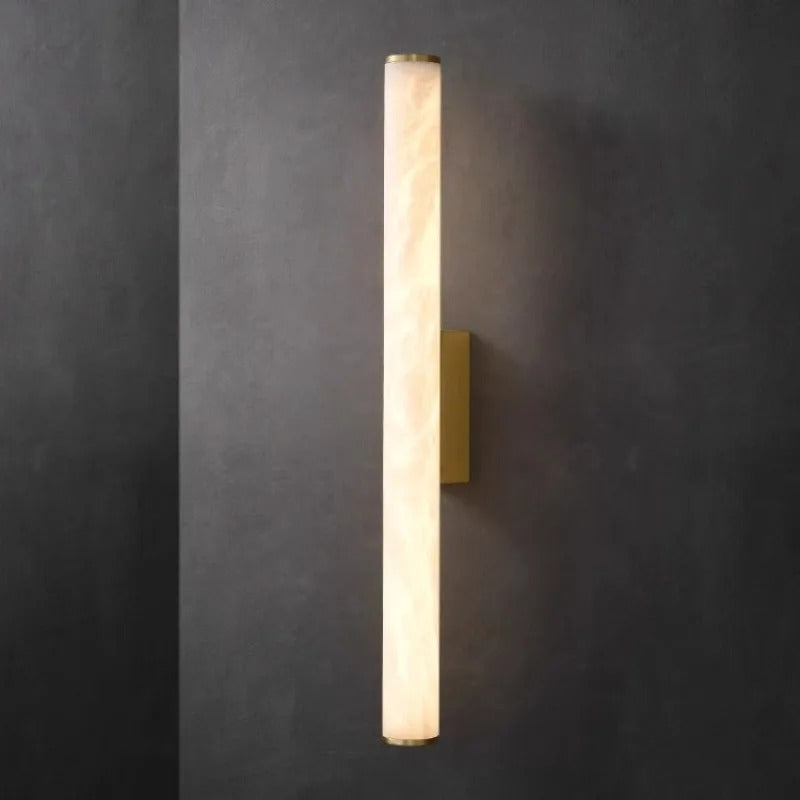 Minimalistisk Marmor Vägglampa | Lång Strip Koppar LED Sconce | Inomhusbelysning | Brick by Brick