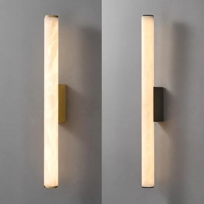 Minimalistisk Marmor Vägglampa | Lång Strip Koppar LED Sconce | Inomhusbelysning | Brick by Brick