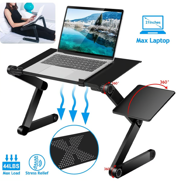Carvallo Pro Laptopstativ 360° Justerbar | Ergonomisk & Bärbar | För 7–21" Enheter | Aluminium