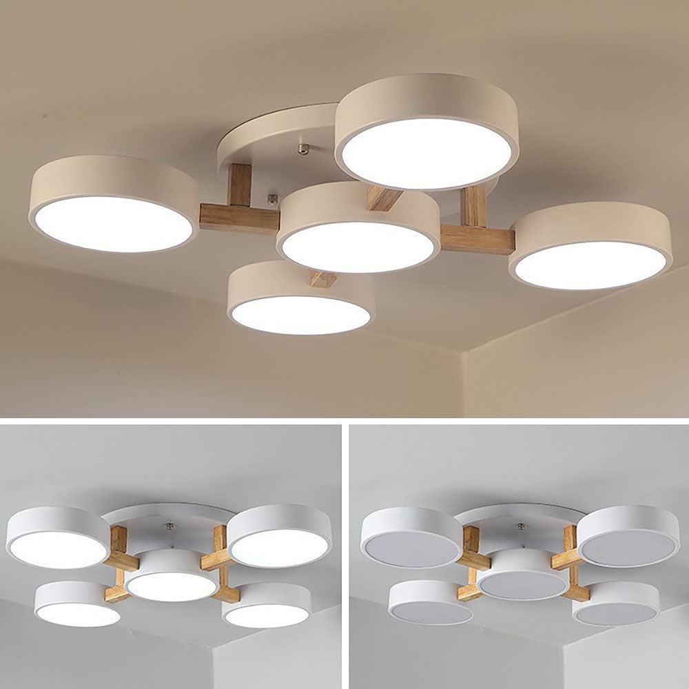 LED Taklampa med Modern Design i Trä