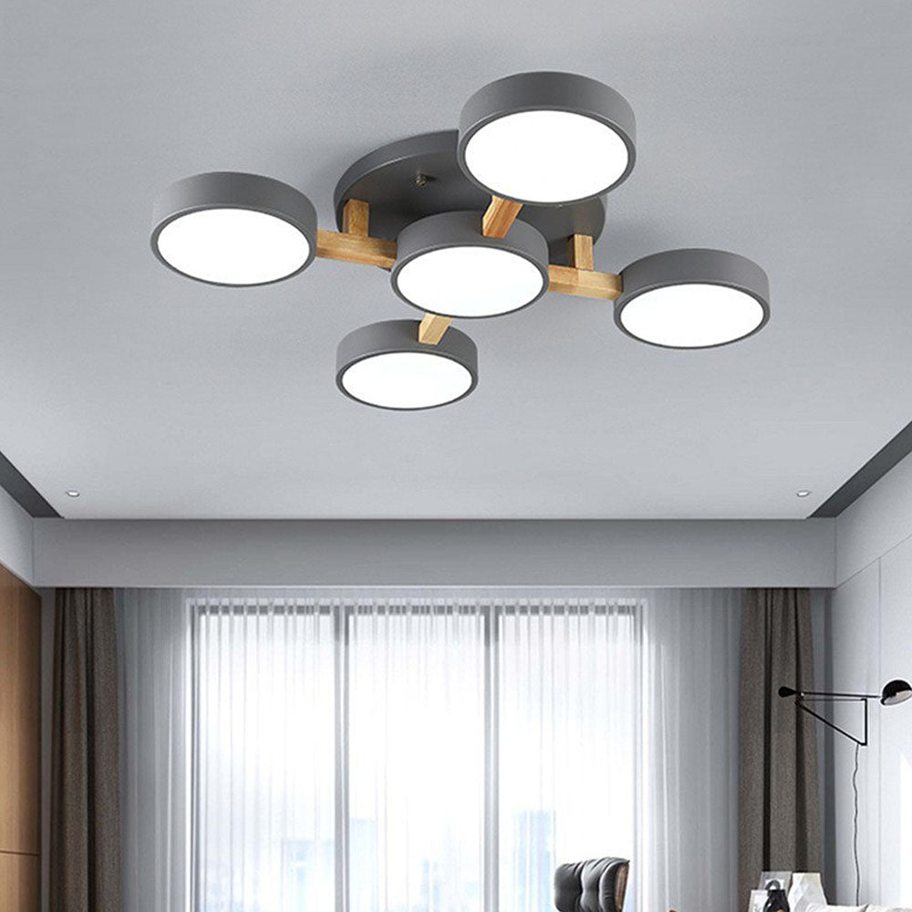 LED Taklampa med Modern Design i Trä