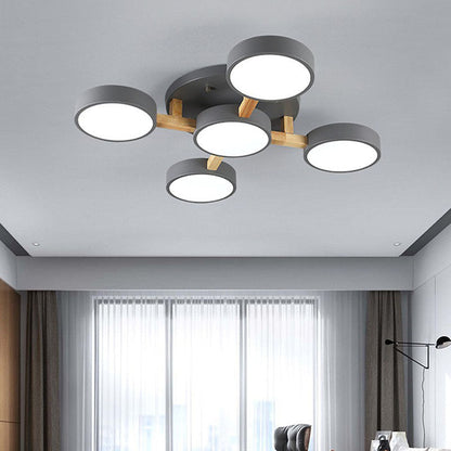 LED Taklampa med Modern Design i Trä