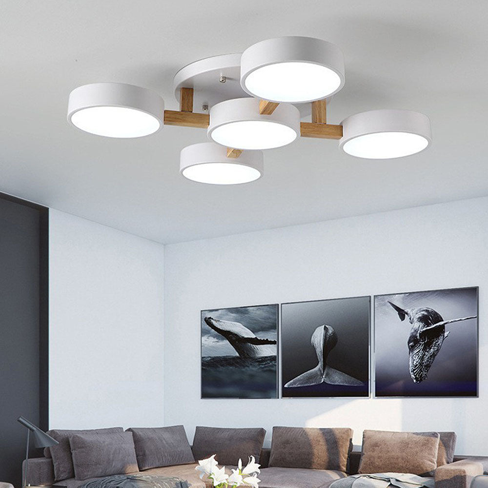 LED Taklampa med Modern Design i Trä
