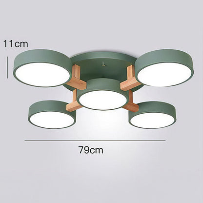 LED Taklampa med Modern Design i Trä