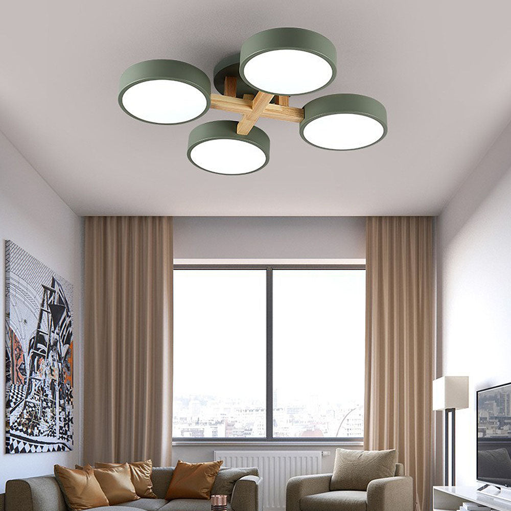 LED Taklampa med Modern Design i Trä