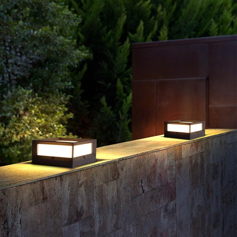 Trädgård Solar LED Postlampa Svart Aluminium