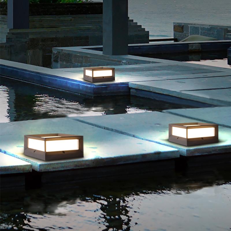 Trädgård Solar LED Postlampa Svart Aluminium