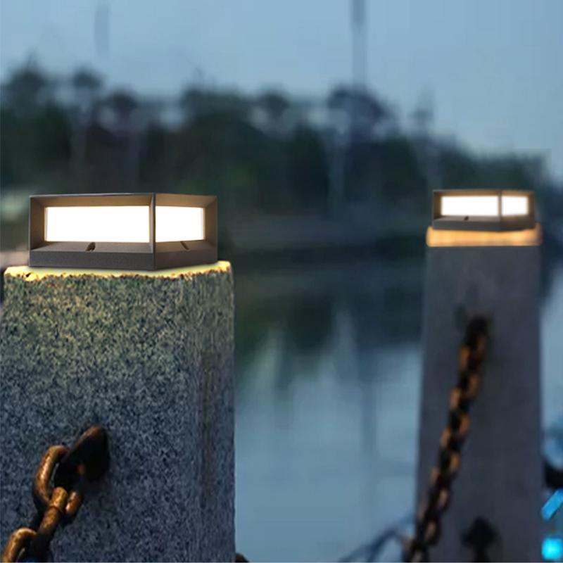 Trädgård Solar LED Postlampa Svart Aluminium