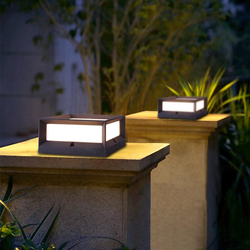 Trädgård Solar LED Postlampa Svart Aluminium