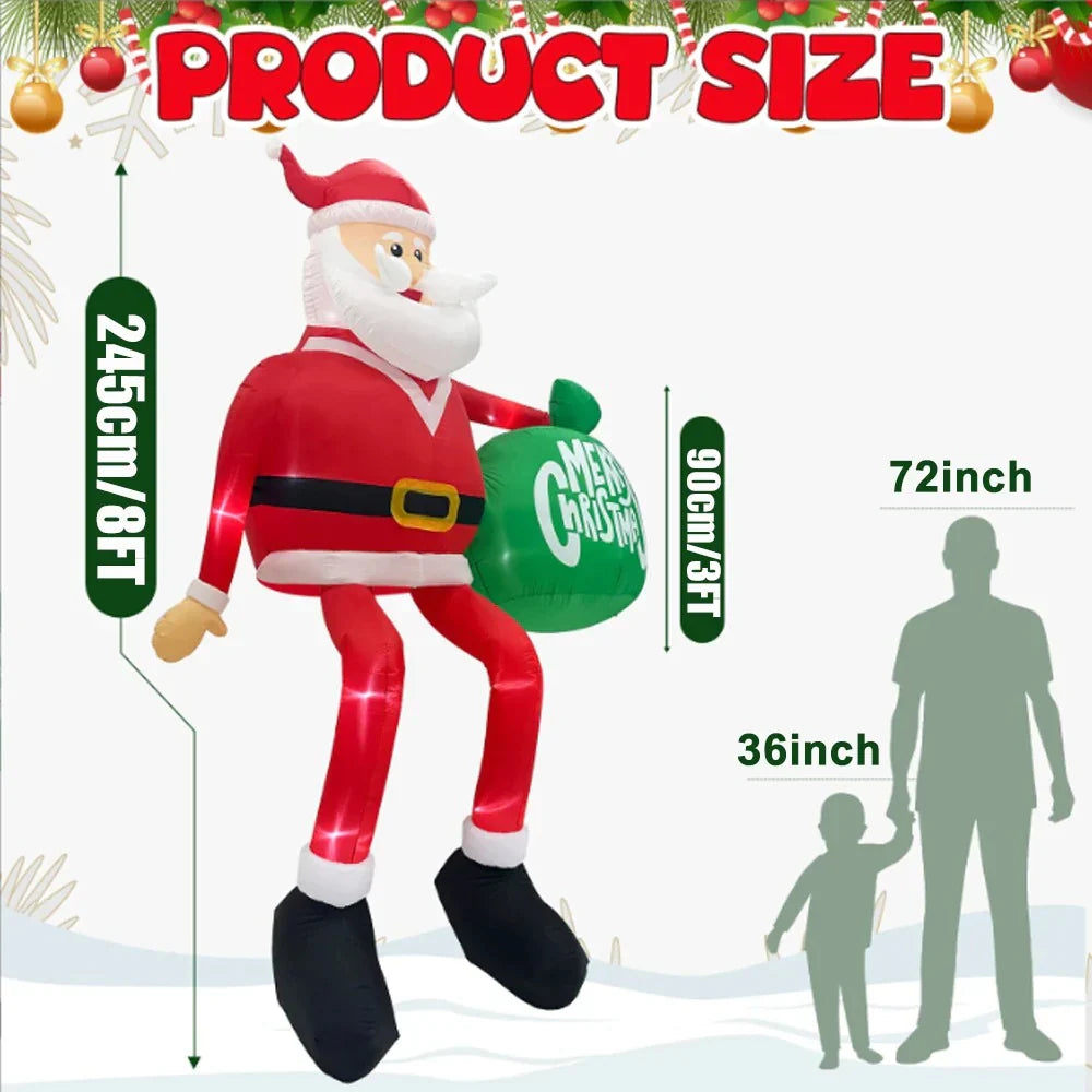 Royaleva Giant 8FT LED Klättrande Santa Uppblåsbar Premium Utomhus Juldekoration