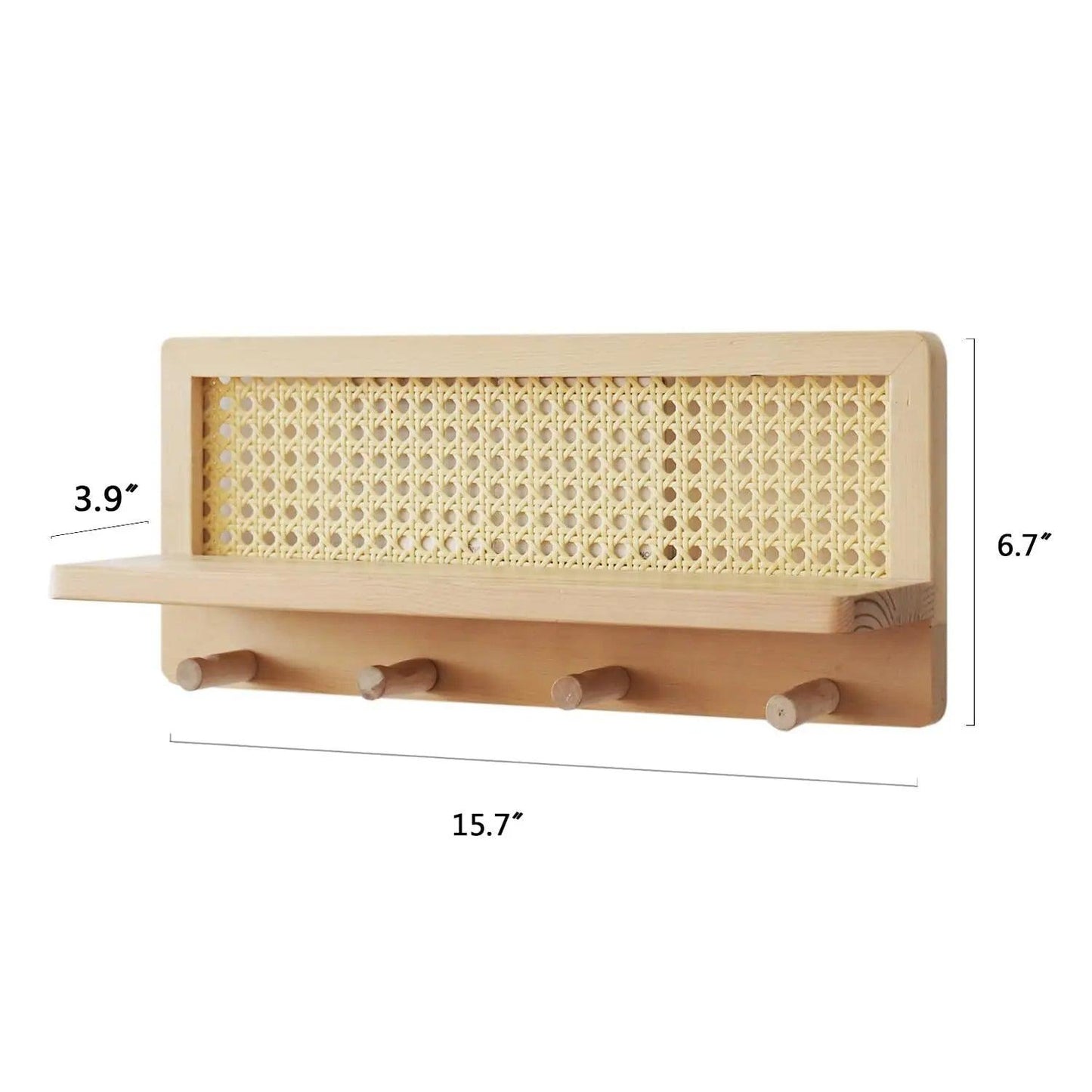 Carvallo - Vägghylla i trä och rotting