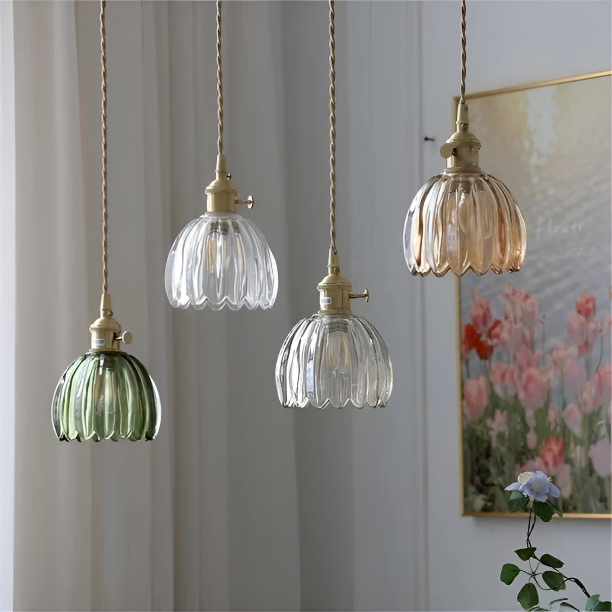 Taklampa med blomglas – Japansk design för mysiga rum