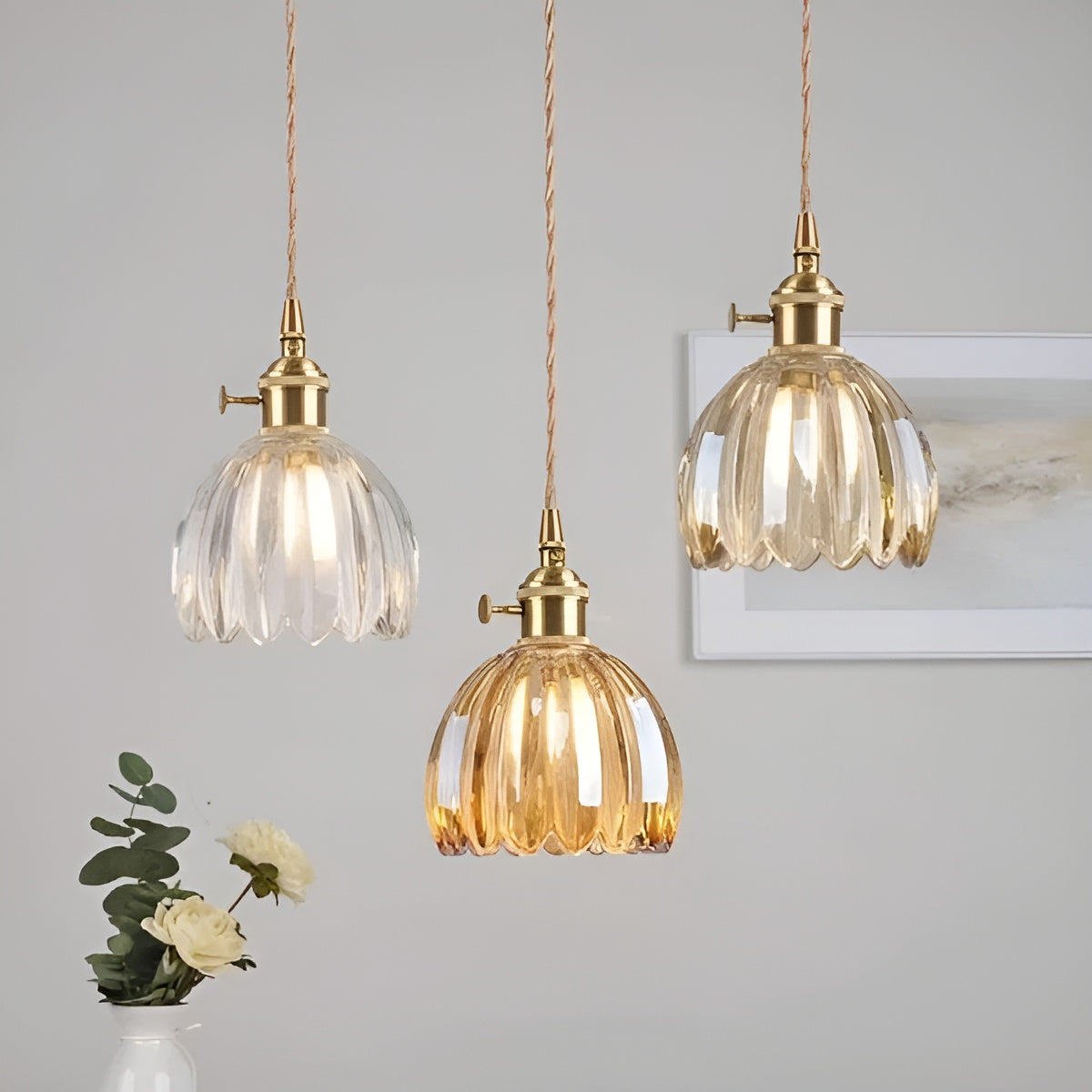 Taklampa med blomglas – Japansk design för mysiga rum