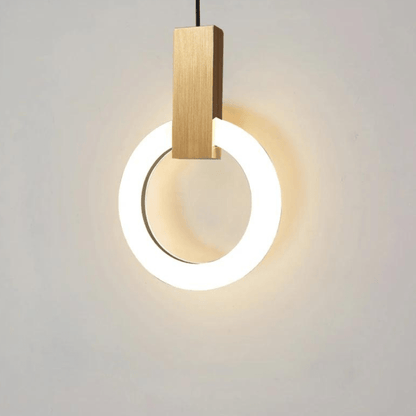 Nordisk Trä LED Hänglampa Cirkelformad