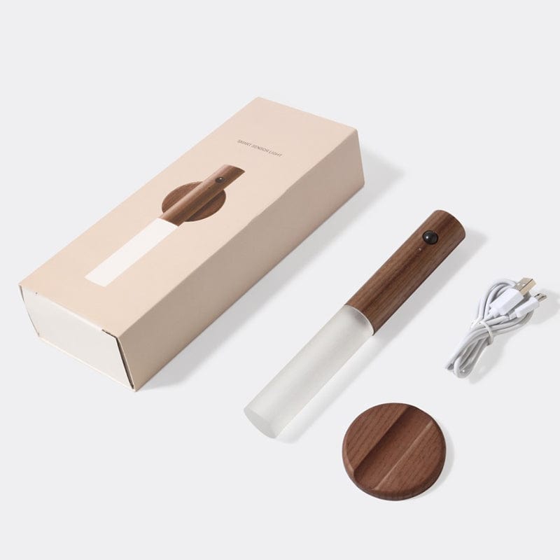 GlowSense - Trä Smart Vägglampa med Rörelsesensor