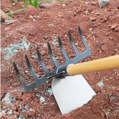 GardenMaster 2-i-1 | Tung arbetar rake hoe för jordberedning