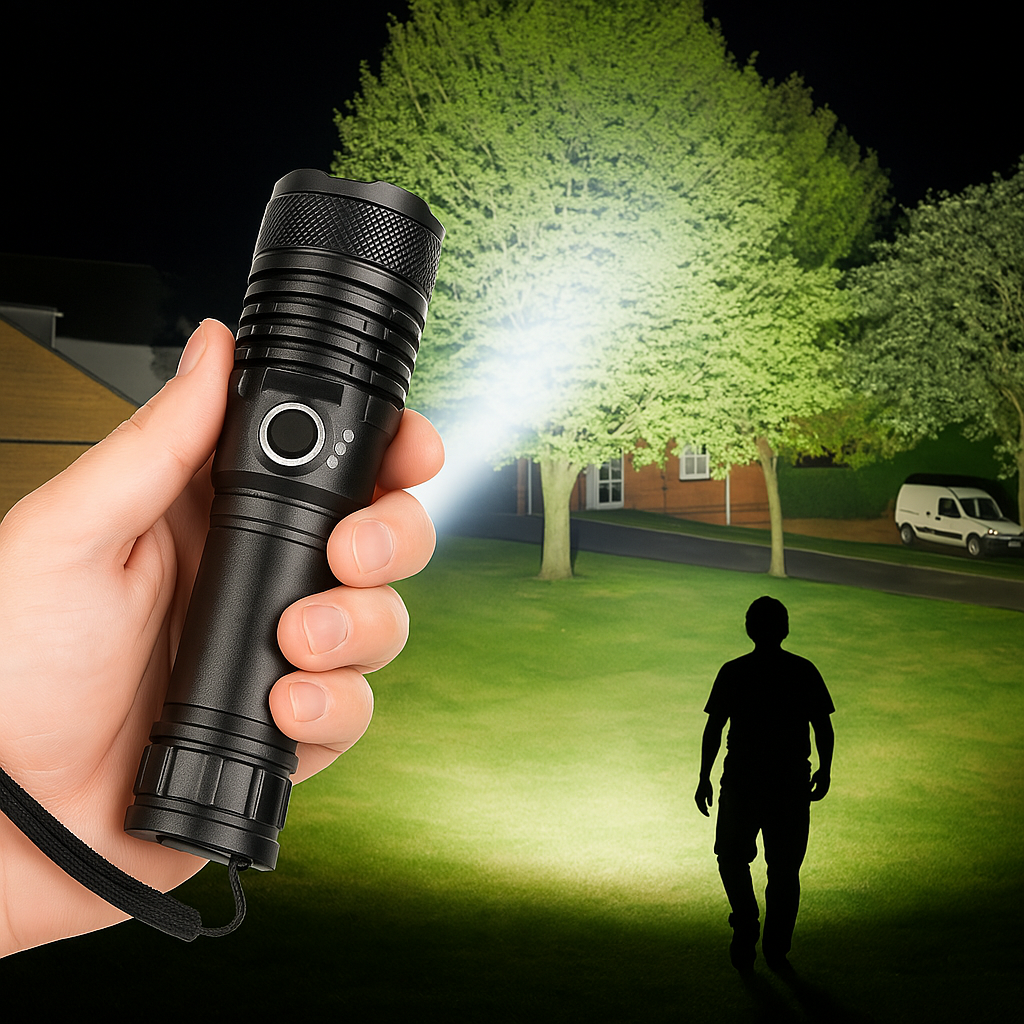 LED Ficklampa Uppladdningsbar Zoom Aluminium Strålkastare