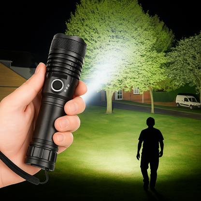LED Ficklampa Uppladdningsbar Zoom Aluminium Strålkastare