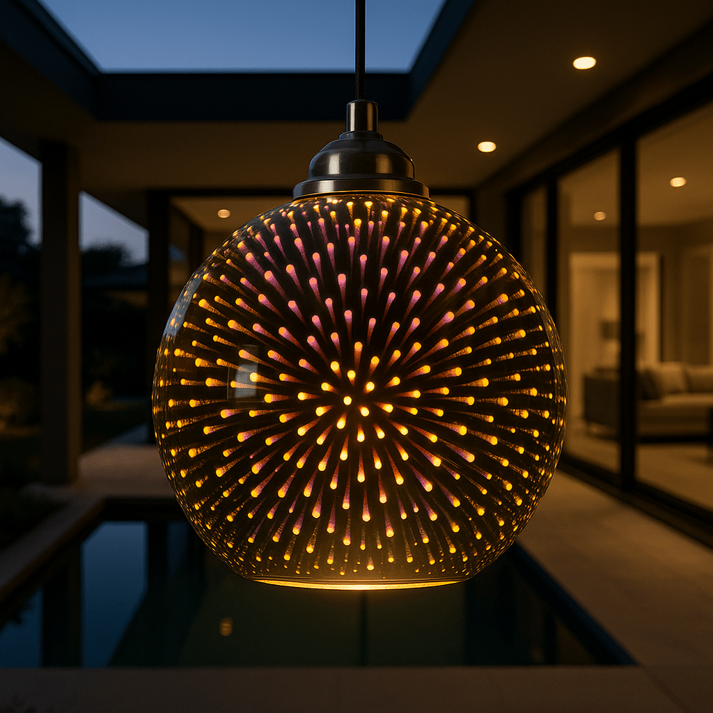 SPARKDOME – 3D Glas-kupol-lampa med färgglad belysning