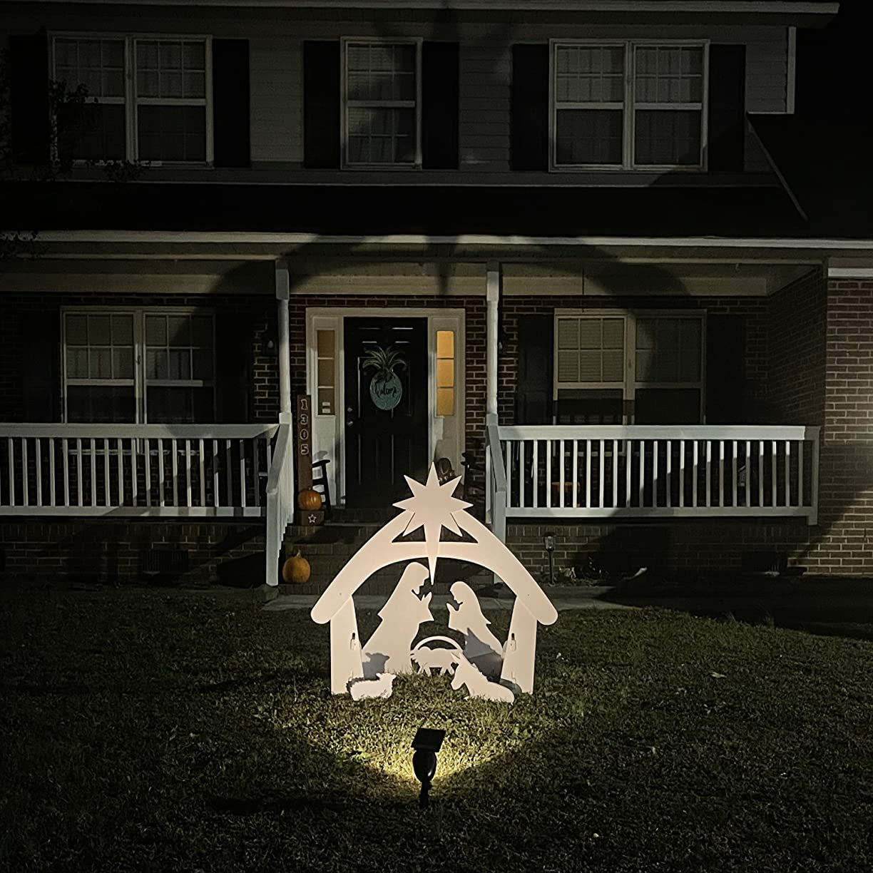 Utomhus Julkrubba Silhuett Utställning