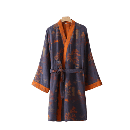 Kimono bomullsgaze-badrock – Retro unisexdesign