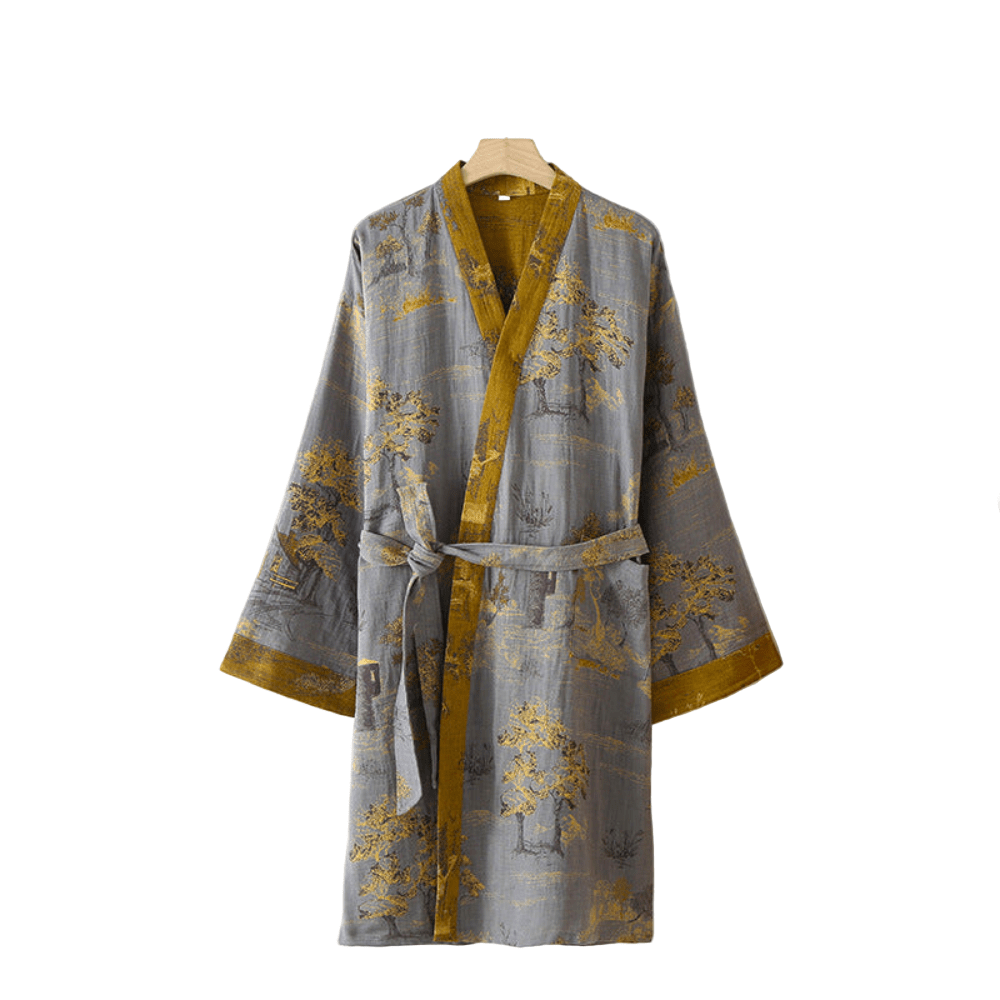 Kimono bomullsgaze-badrock – Retro unisexdesign