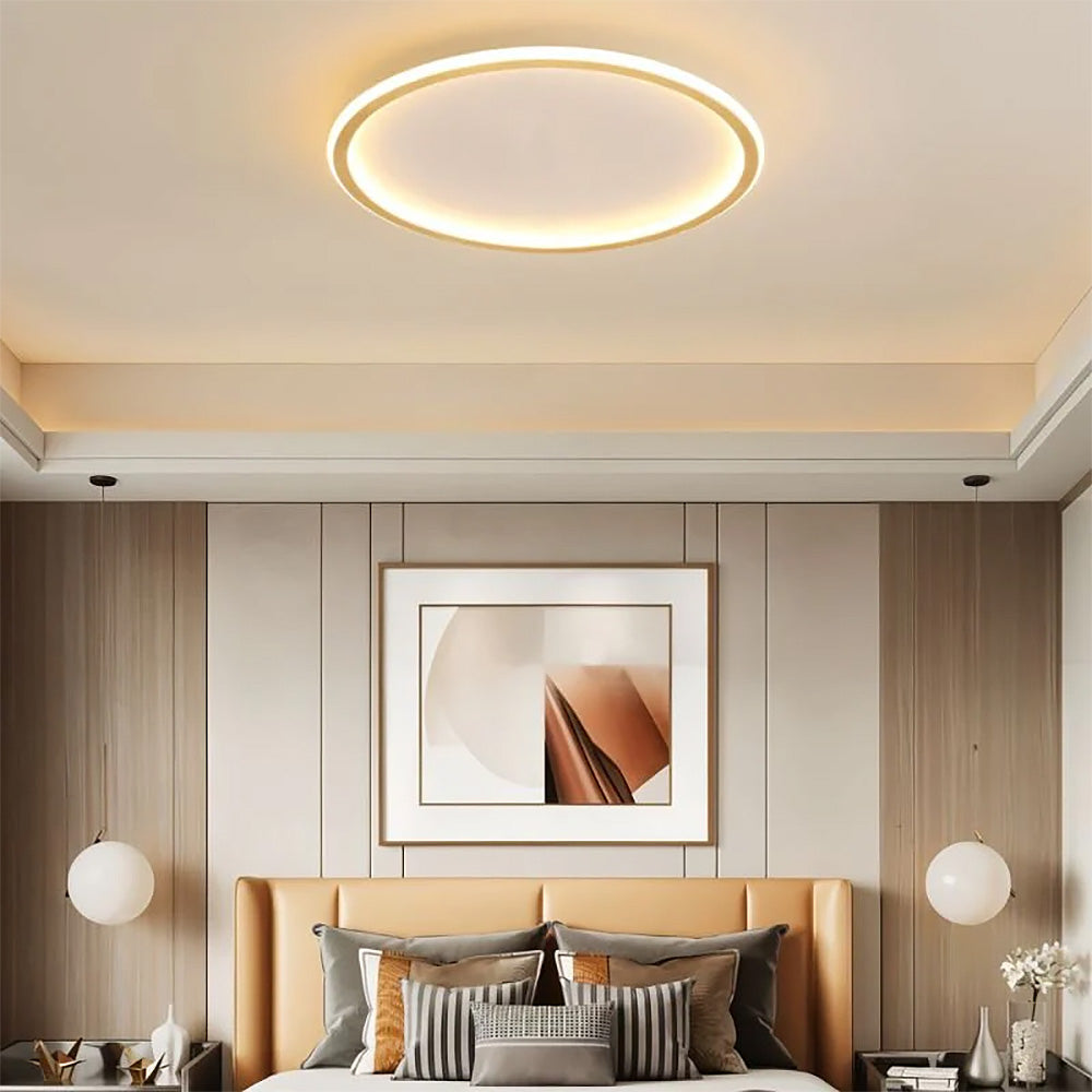 Ultra-tunn modern taklampa | Flush Mount LED för låga tak | Rund &amp; dimbar