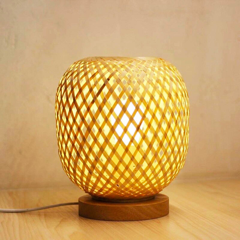 Bambu Boll Sänglampa - Naturlig Vävd Design Ljus