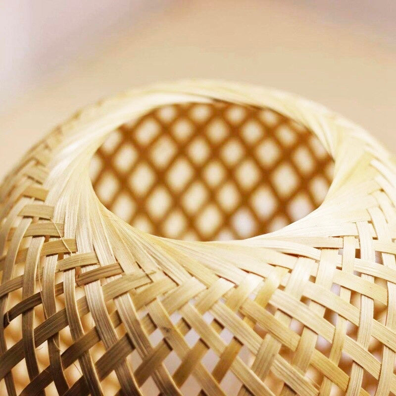 Bambu Boll Sänglampa - Naturlig Vävd Design Ljus