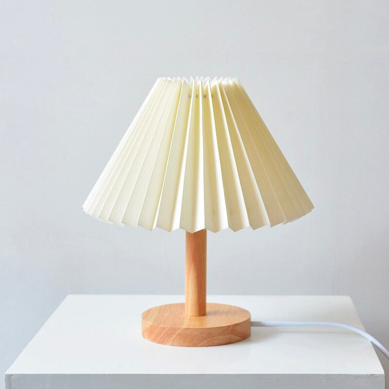 Trä Sängbordslampa Med Vikbar Skärm Vintage Design