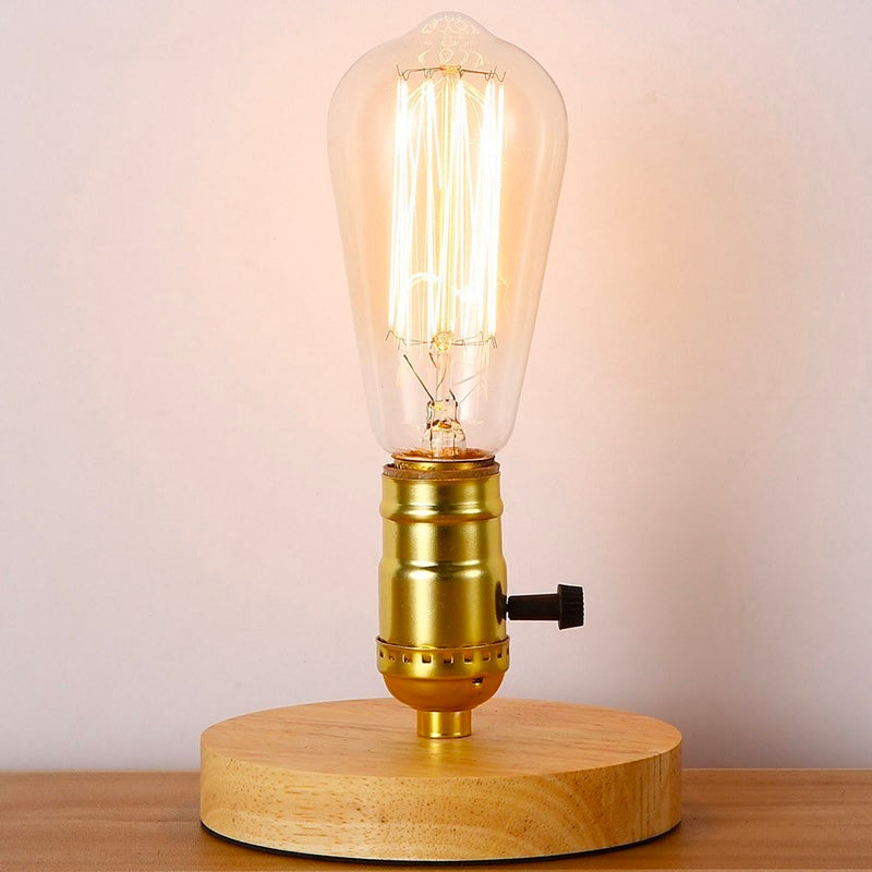 Edison trämadrasslamp med vintage stil och aluminiumbas