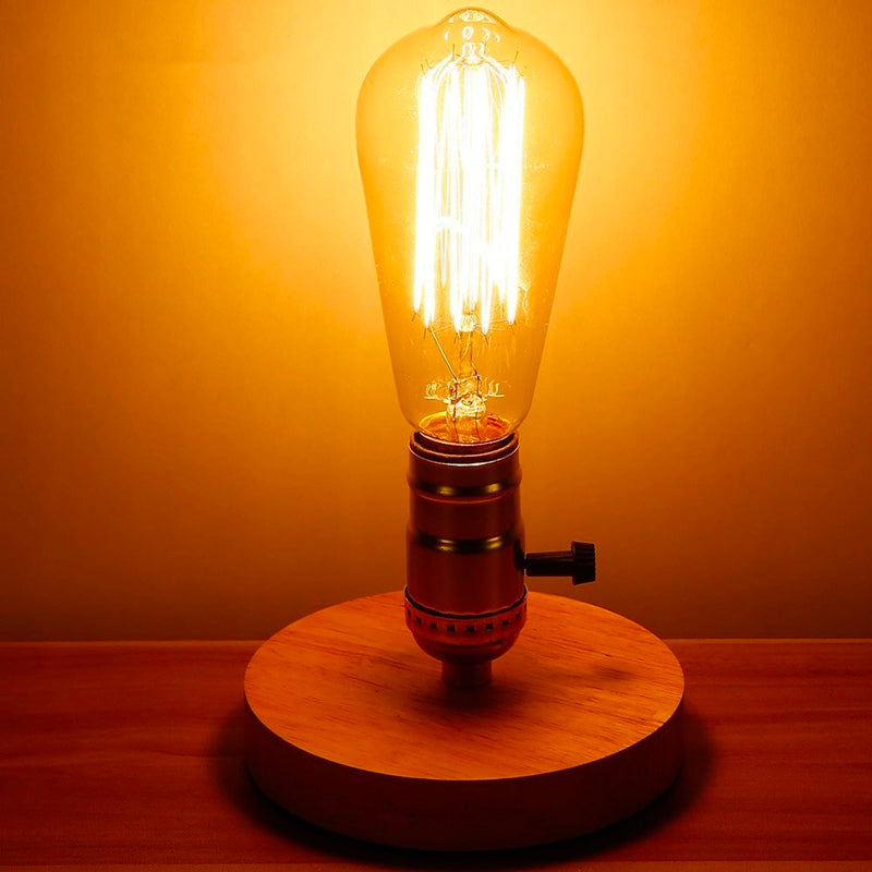 Edison trämadrasslamp med vintage stil och aluminiumbas